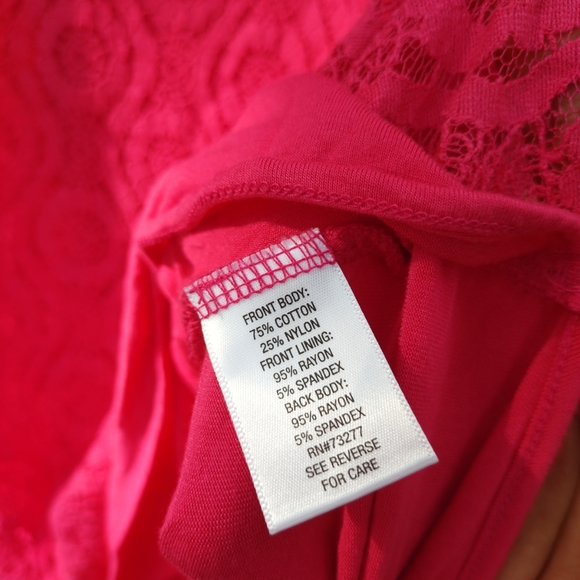 Pink Croft&Barrow Short Sleeves Blouse Medium Size Round Neck with Lace Front - Picture 7 of 13